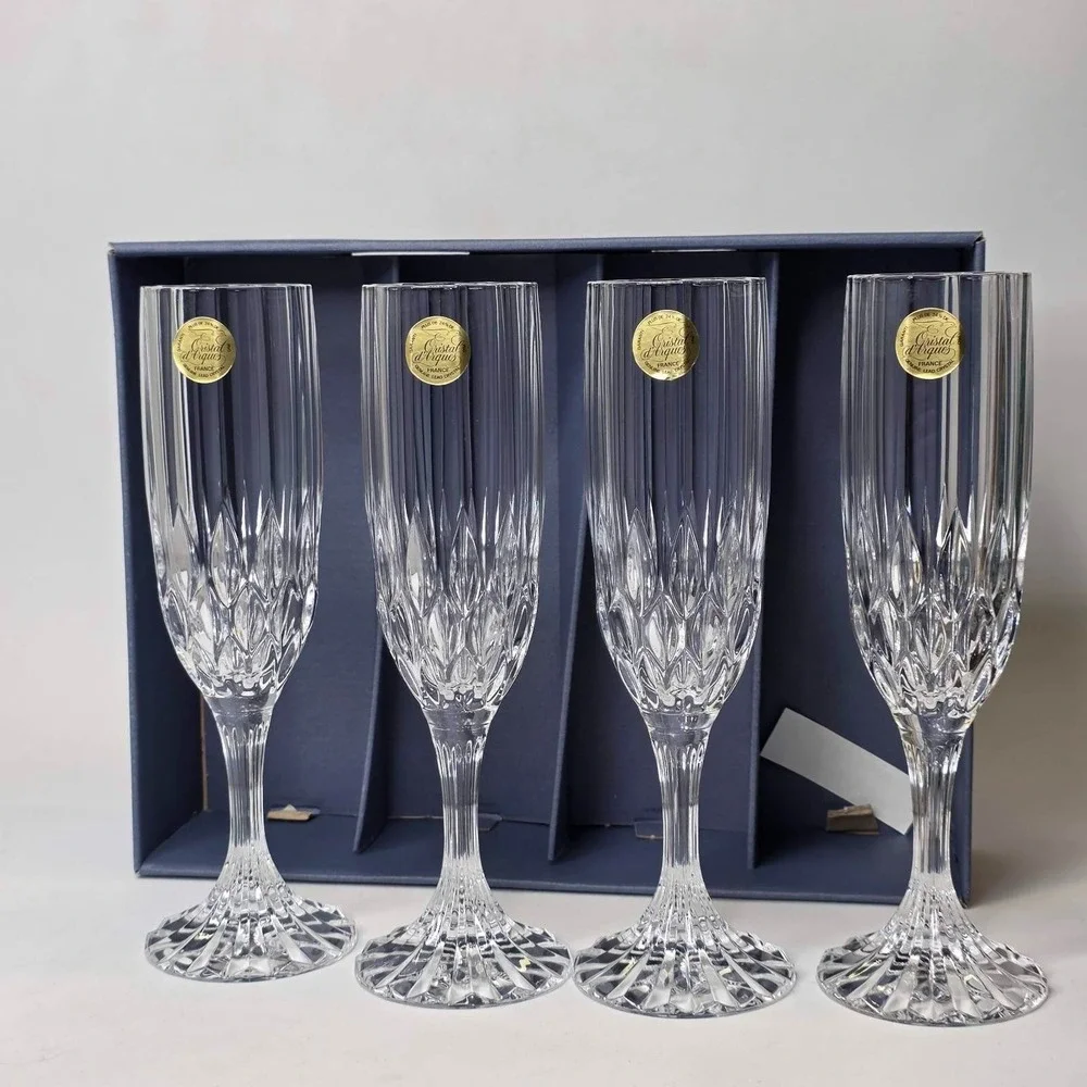 Cristal d'Arques Bretagne Crystal Champagne Flutes 8 1/8